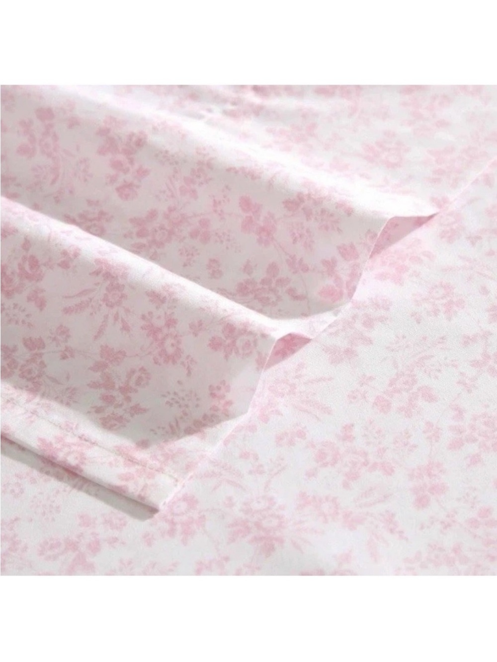 Laura Ashley Twin Sheet Set Floral Toile Pink 100% Cotton Percale 3 Pc NWT